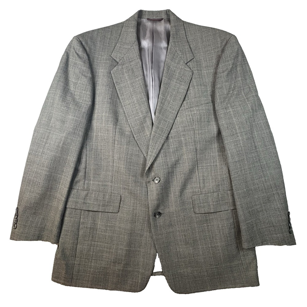 VTG Hart‎ Schaffner Marx Men's 42R (~46R) Gray Glen Plaid Australian Wool Blazer